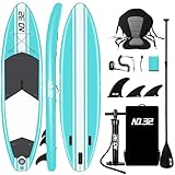 Tabla Hinchable de Paddle Surf + SUP Paddle Remo de Ajustable | Bomba | Mochila | Aleta...